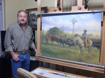Artist, Jack Terry, in his studio