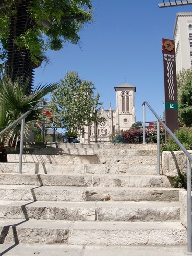 Asending from River Level into Main Plaza